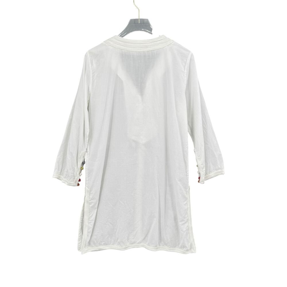Roberta Roller Rabbit White & Multi Colored Button Loop 3/4 Sleeve Tunic - Picture 7 of 14